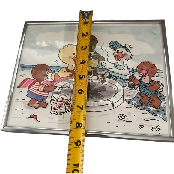 Suzy’s Zoo Friends Around The Campfire Making S’mores 1998 Print Artist Signed - Picture 3 of 8